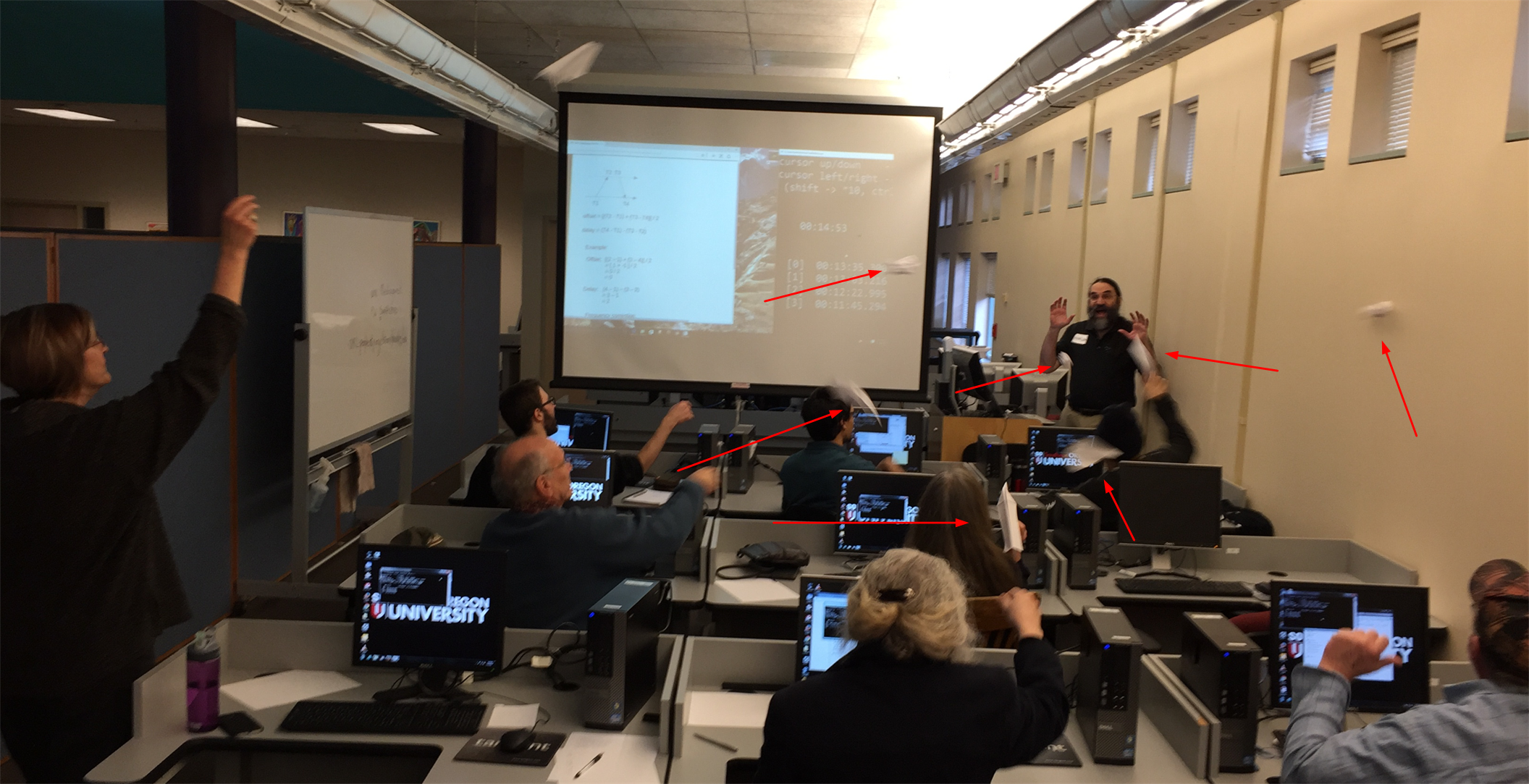 Attendees simulate a glut of messages being sent to a server (Harlan)